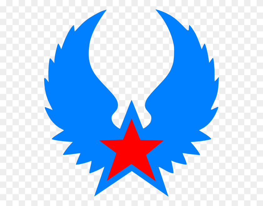 558x598 Red Star Blue Wings Png, Clip Art For Web - Wings Clipart