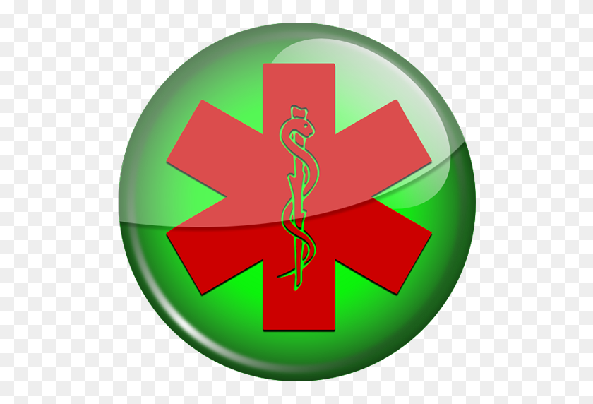 512x512 Red Star Of Life Green Button Clipart Image - Star Of Life Clipart