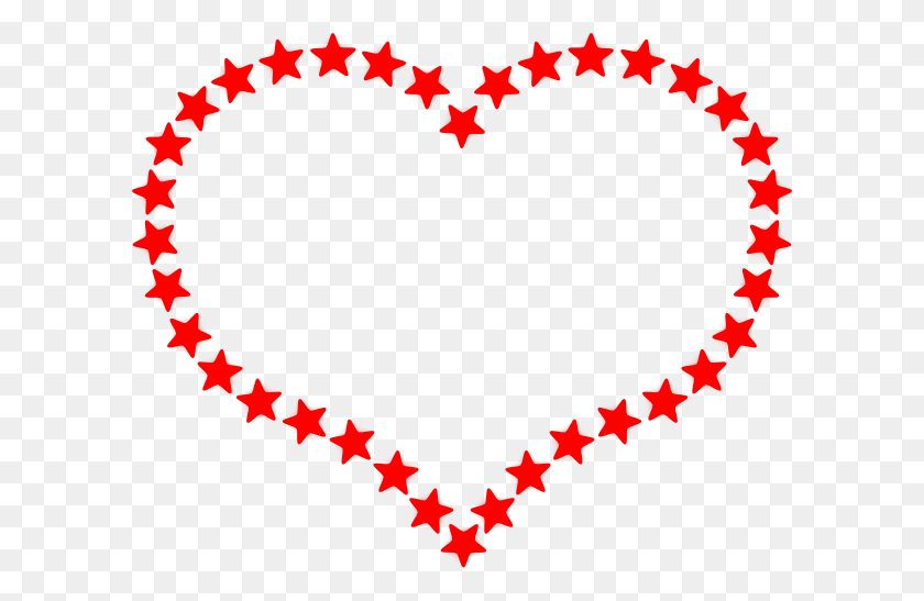 600x487 Red Star Outlined Heart Clip Art - Red Stars PNG