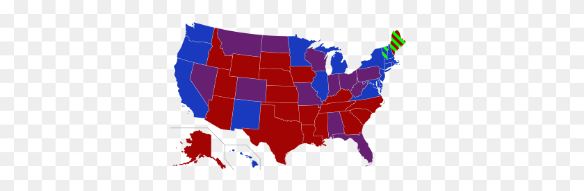 350x216 Estados Rojos Y Estados Azules - Esquema De Estados Unidos Png