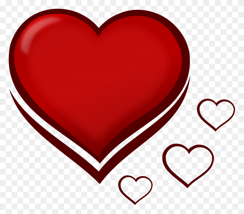 2400x2083 Red Stylised Heart With Smaller Hearts Icons Png - Heart Drawing PNG