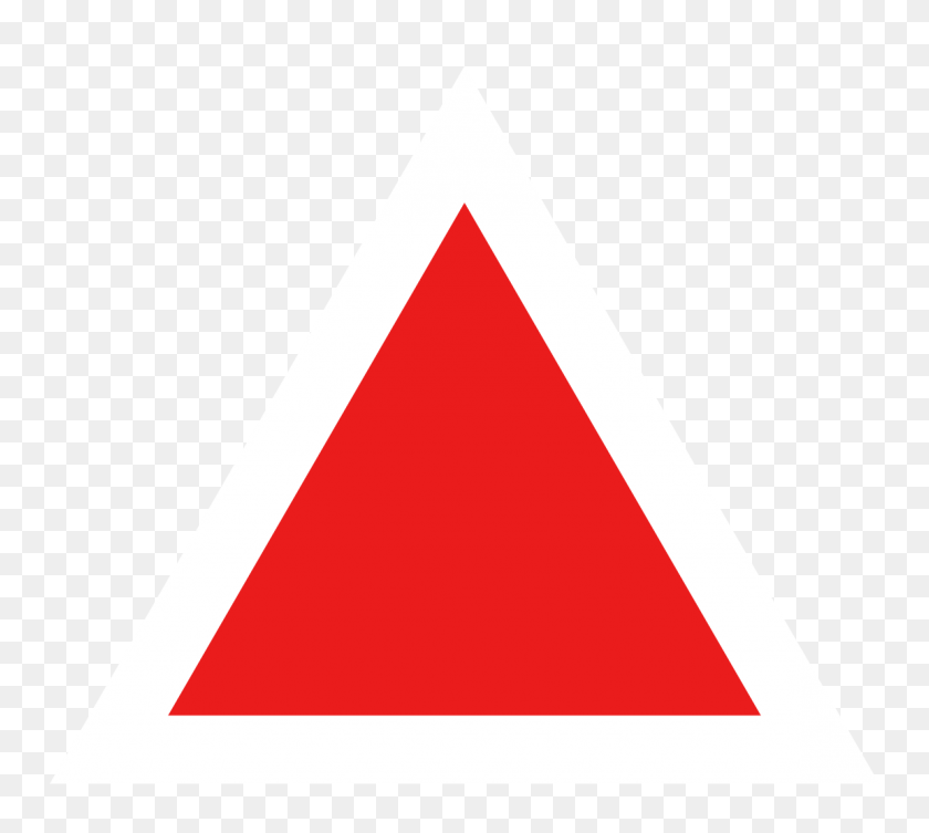 1152x1024 Red Triangle With Thick White Border - White Border PNG