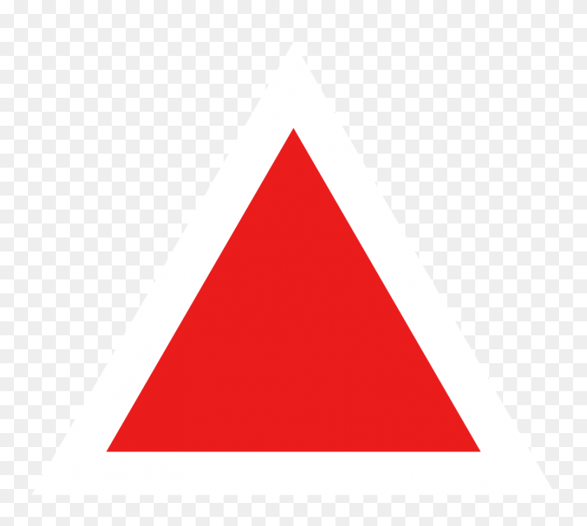 864x768 Red Triangle With Thick White Border - White Triangle PNG