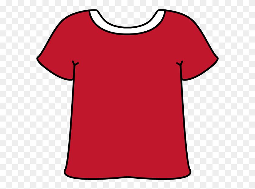 600x562 Camiseta Roja Con Un Gráfico De Cuello Blanco - Collar Clipart
