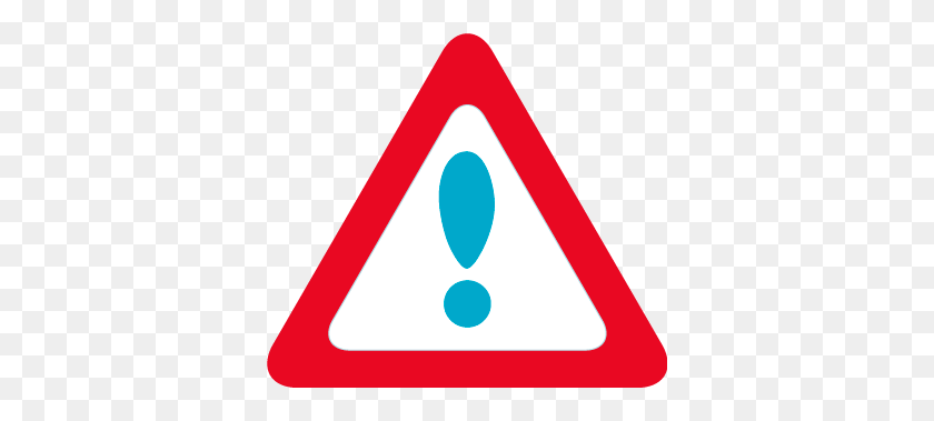 360x319 Triángulo De Advertencia Rojo Con Signo De Exclamación Azul En El Interior - Signo De Exclamación Rojo Png