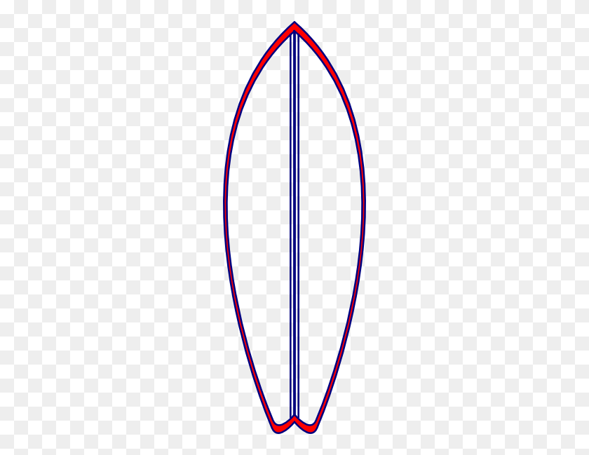 204x589 Red White And Blue Surfboard Clip Art - Surfboard Clipart PNG