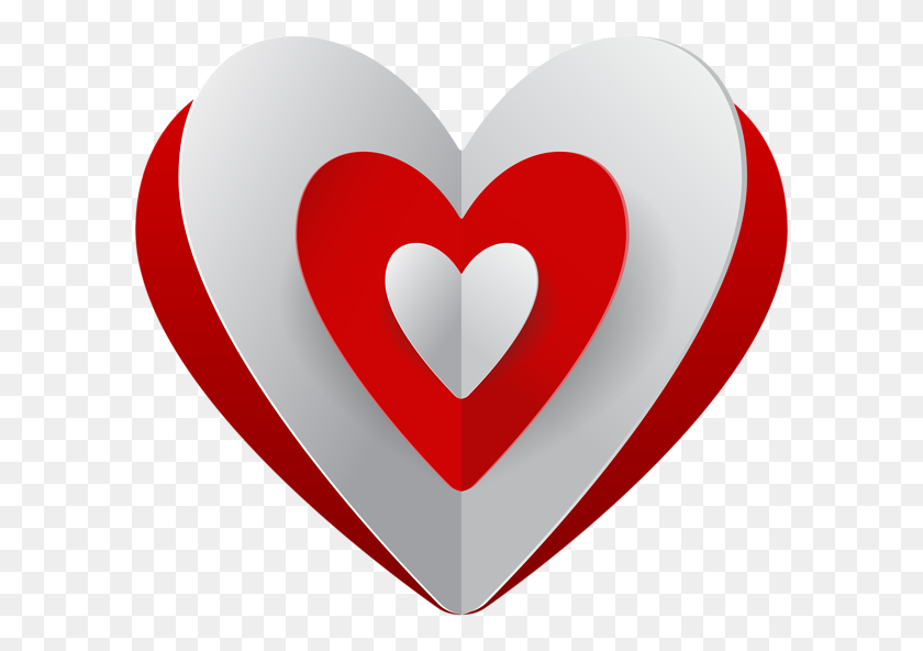 600x532 Red White Heart Png Clip - Red Heart PNG