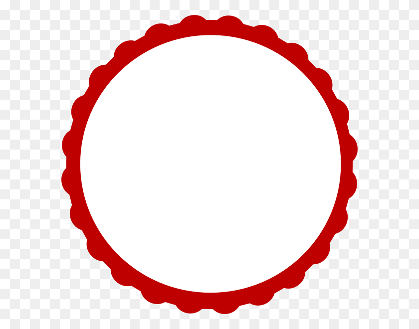 594x600 Red White Scallop Circle Frame Png, Clip Art For Web - White Oval PNG
