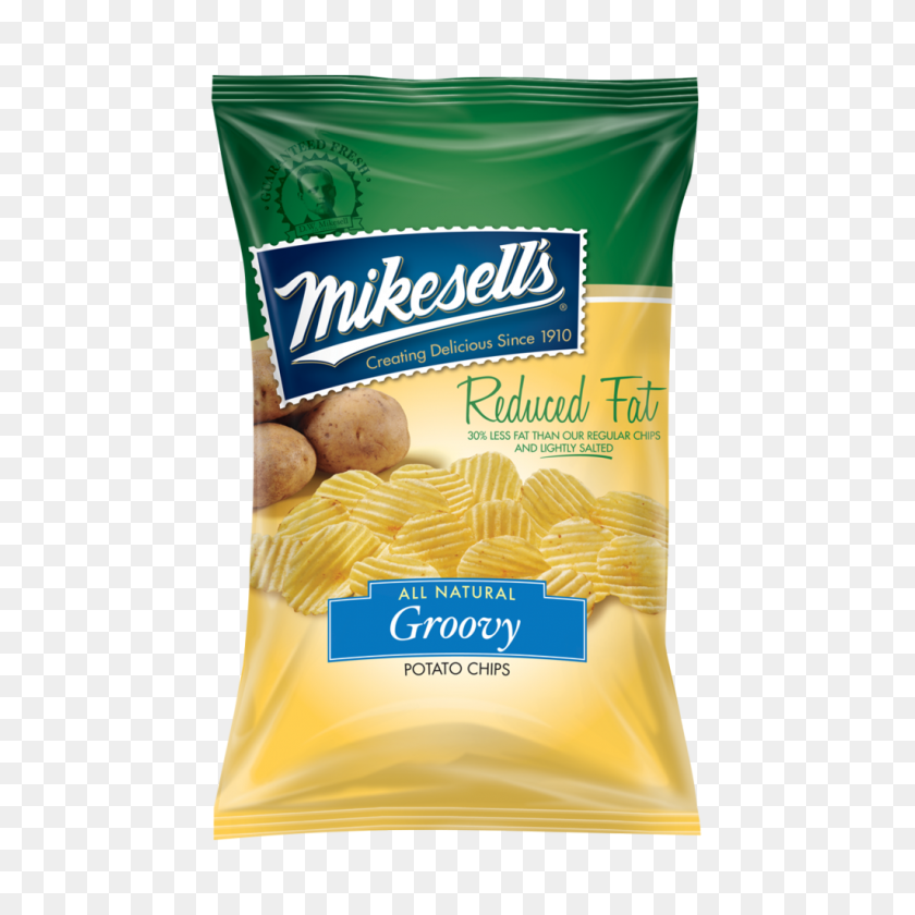 1024x1024 Reduced Fat Groovy Potato Chips Mikesells - Potato Chips PNG