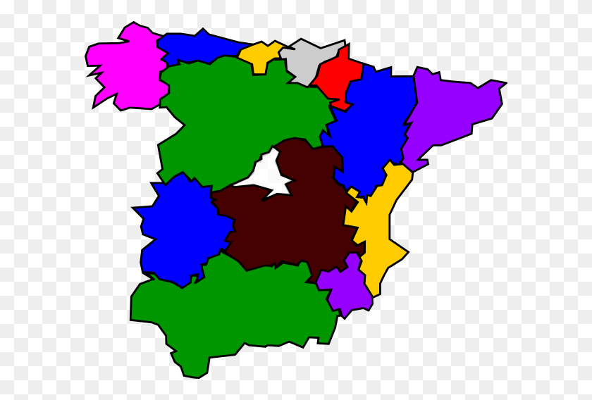600x508 Png Карта Регионов Испании Клипарт