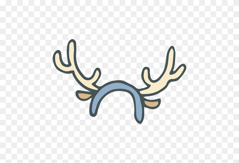 512x512 Reindeer Antler Headband Hand Drawn Cartoon Icon - Reindeer Antlers PNG