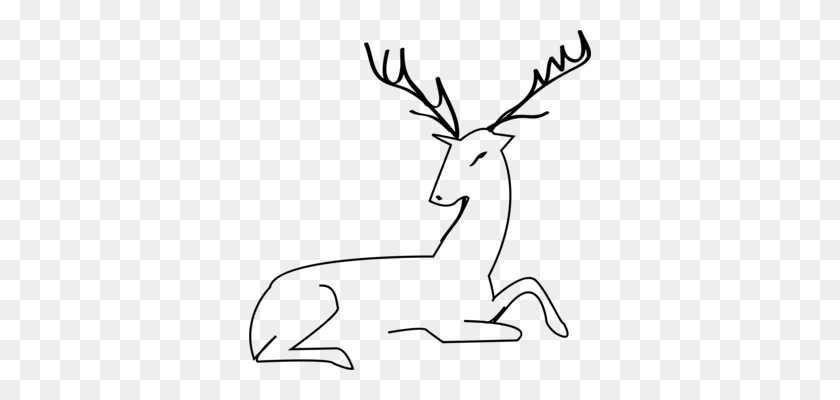 342x340 Reindeer Christmas Santa Claus Silhouette - Antler Clipart Black And White
