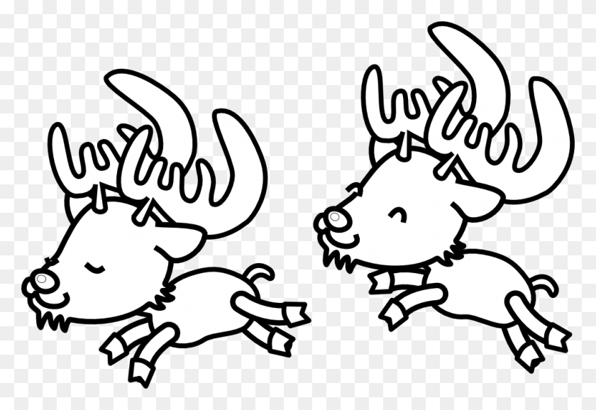 999x664 Reindeer Clipart Black And White - Makeup Clipart Black And White