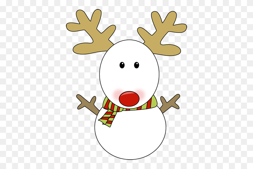 402x500 Reindeer Clipart Snowman - Snowman Family Clipart