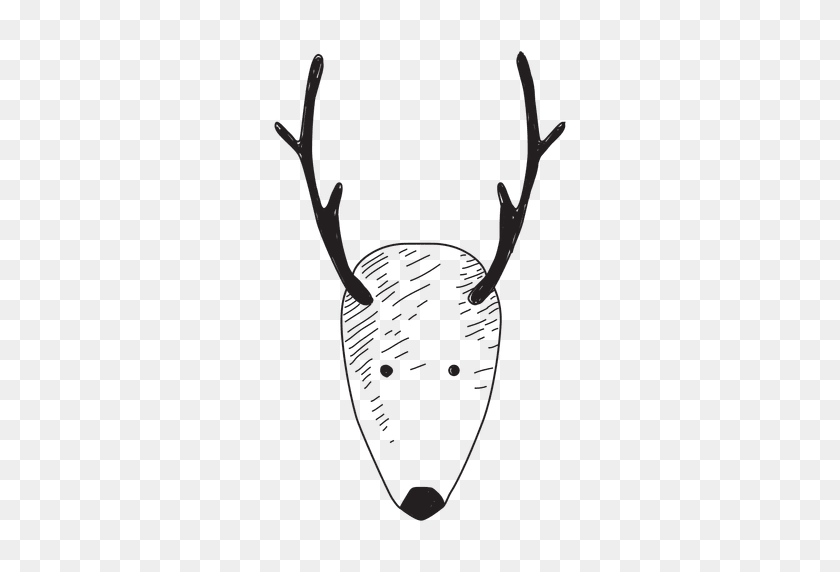 512x512 Reindeer Head Hand Drawn Icon - Deer Head PNG
