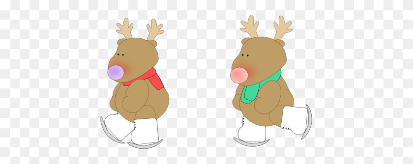 431x274 Reindeer Ice Skating Clip Art - Christmas Deer Clipart