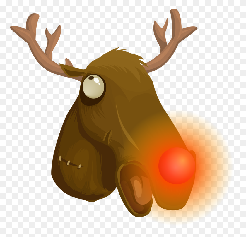 774x750 Reindeer Line Art Cartoon Moose - Rudolph Nose PNG