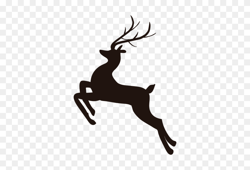 512x512 Reindeer Silhouette Jumping - Reindeer PNG