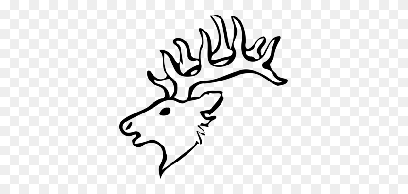 347x340 Reindeer White Tailed Deer Moose Silhouette - Deer Antlers PNG