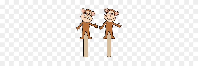 207x221 Rejoicing Stick Monkeys - Sunday School Clip Art Free