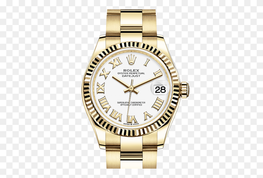 840x550 Réplica De Rolex Datejust Reloj De Oro Amarillo Con Esfera Blanca - Rolex Png