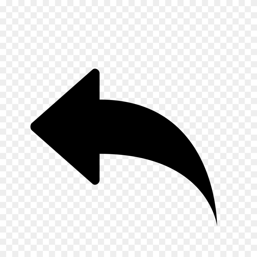 1600x1600 Reply Arrow Icon - White Curved Arrow PNG