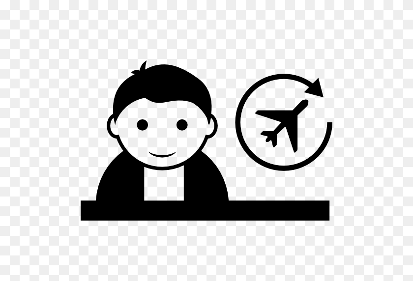 512x512 Reporter, People, Airplane, Airport, Circular Arrow, Man Icon - Airport Clipart Black And White