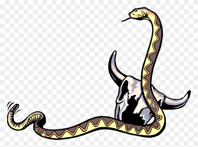 967x700 Serpiente De Cascabel De Reptil Con Cráneo De Vaca - Boa Constrictor Clipart