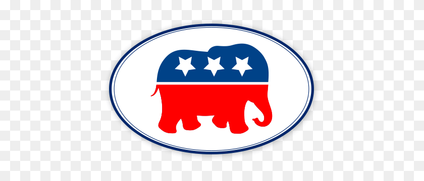 650x300 Republican Party White Oval Sticker - Republican Elephant PNG