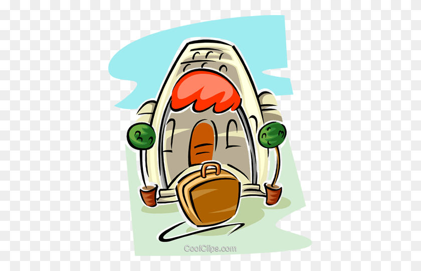 407x480 Resort With Suitcase - Resort Clipart