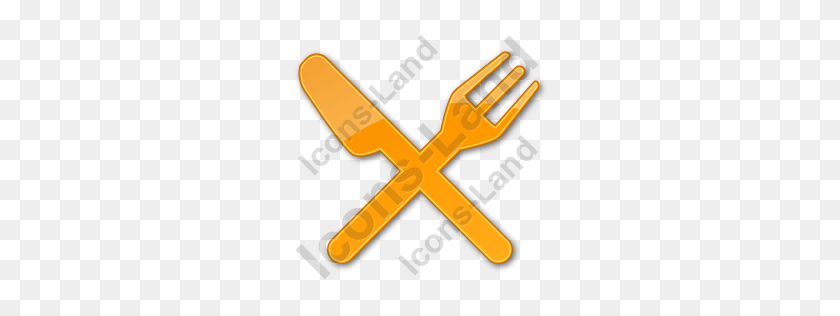 256x256 Ресторан Вилка Нож Скрещенная Обычная Оранжевая Иконка, Иконки Pngico - Вилка И Нож Клипарт