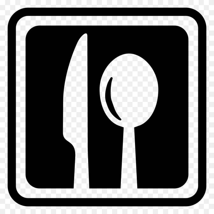 980x980 Restaurant Square Interface Symbol With A Knife And A Spoon - Restaurant Icon PNG