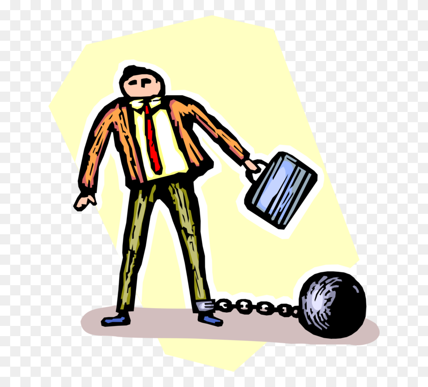 650x700 Restrained Businessman With Ball And Chain - Ball And Chain PNG