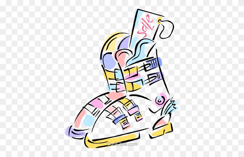 390x480 Retail Sporting Goods Sales, Ski Boots Royalty Free Vector Clip - Ski Boots Clipart