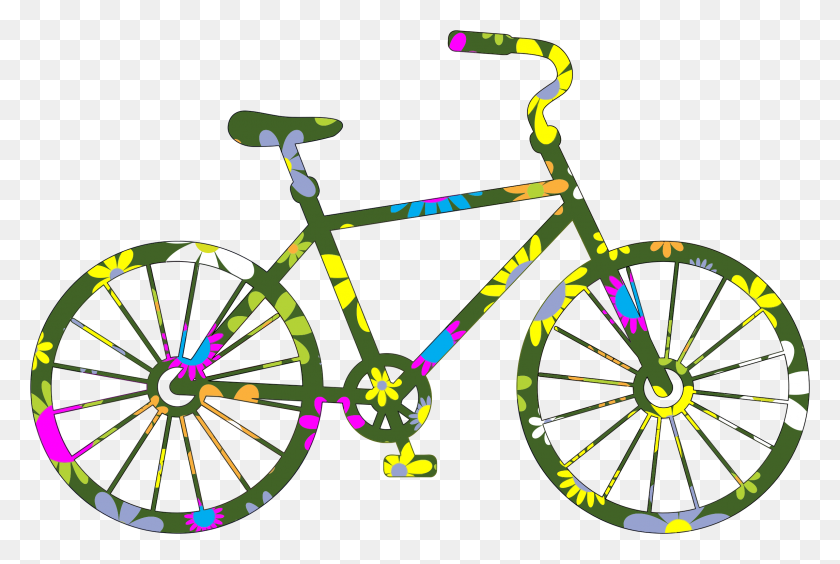 2290x1480 Retro Floral Bicycle Icons Png - Cycle PNG