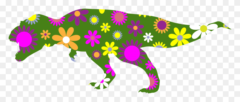 2262x866 Ретро Цветочные Иконки Тиранозавр Рекс Png - Тираннозавр Рекс Png