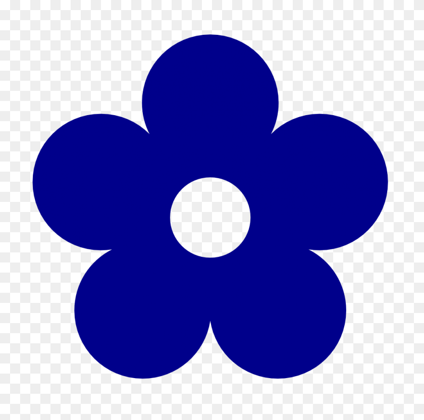 999x990 Retro Flower Color Colour Dark Blue Peace - Blue Flower Clipart