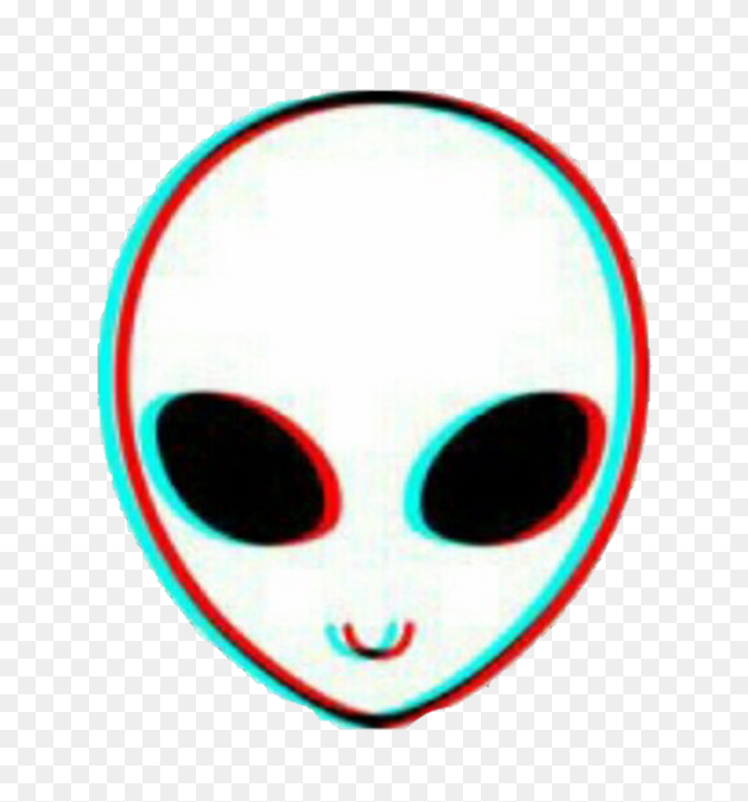828x893 Retro Glitch Alien Emoji Aesthetic Colorful Redblue - Alien Emoji PNG