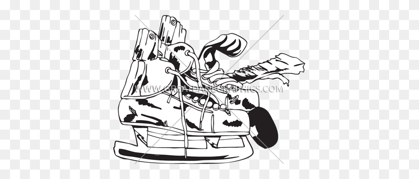 385x299 Retro Hockey Skates Production Ready Artwork For T Shirt Printing - Hockey Skate Clip Art