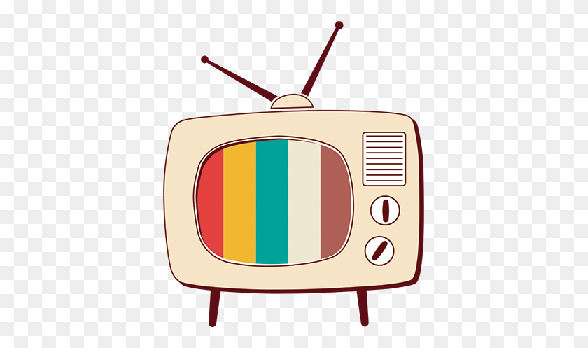 374x437 Retro Tv Etiqueta Engomada De La Pared Decorativa - Retro Tv Png