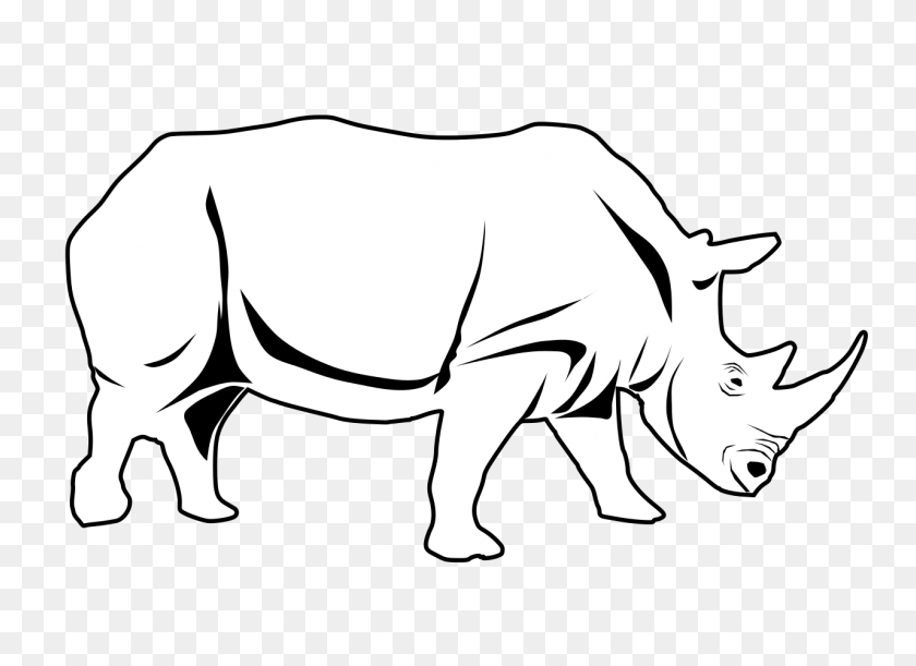 1280x905 Rhino Black And White Clip Art - Rhino Clipart
