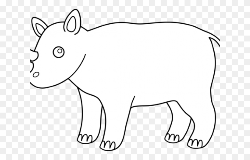 640x480 Носорог, Черно-Белый Клипарт - Носорог, Черно-Белый Клипарт