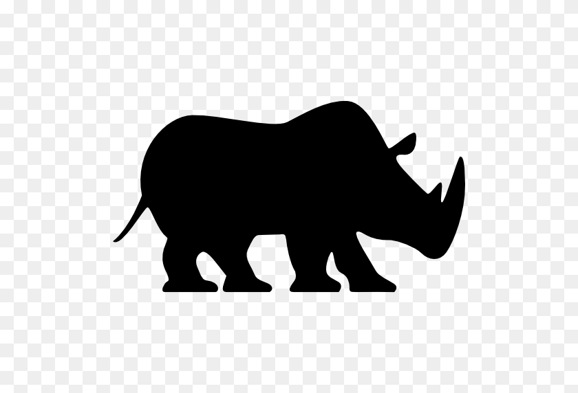 512x512 Носорог Лицом Вправо - Черно-Белый Клипарт Носорог