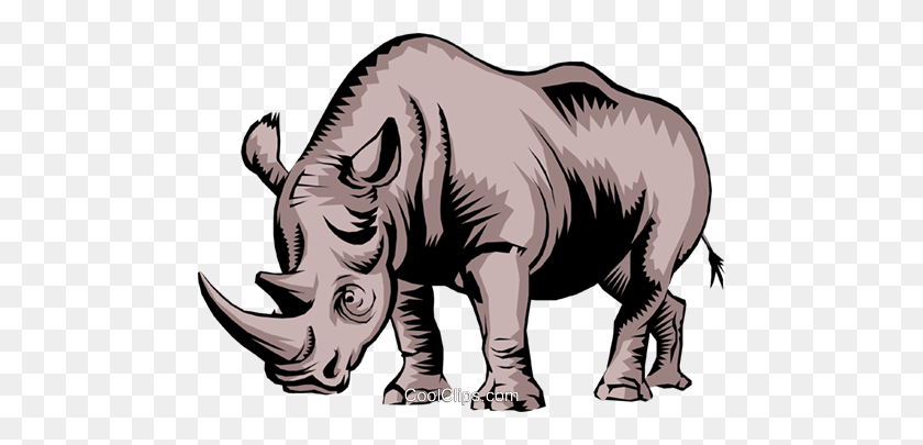 480x345 Rhinoceros Royalty Free Vector Clip Art Illustration - Rhinoceros Clipart