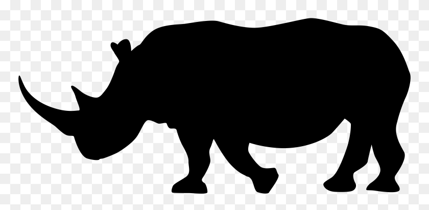 8000x3606 Rhinoceros Silhouette Png Clip - Rhino Clipart