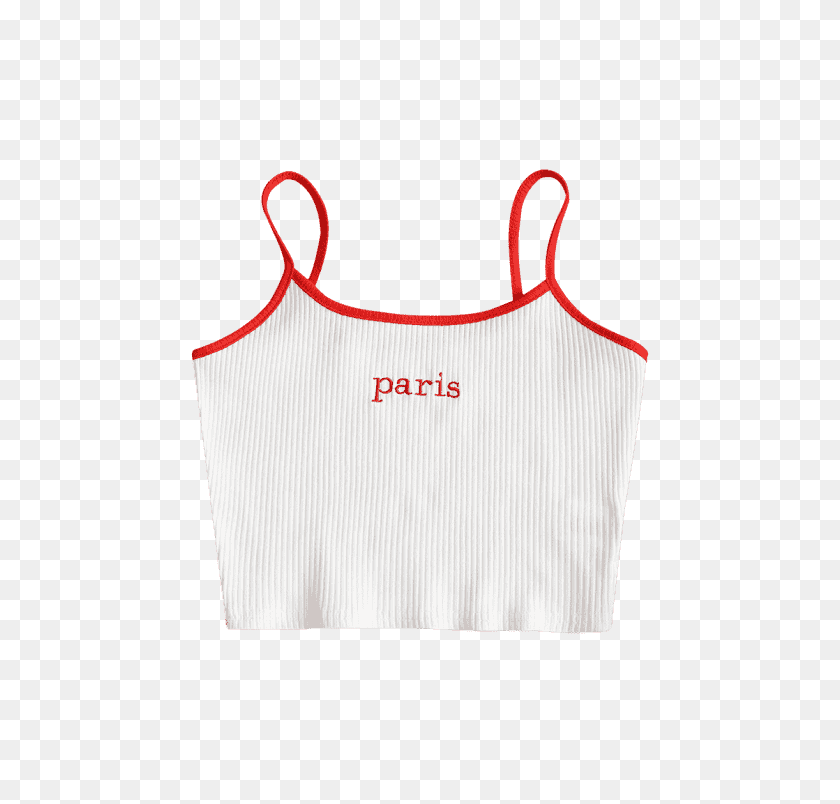 558x744 Camiseta Sin Mangas Acanalada Con Bordado De París En Nymphet Fashion - Crop Top Png