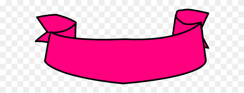 600x261 Ribbon Banner Pink Clip Art - Ribbon Banner Clipart
