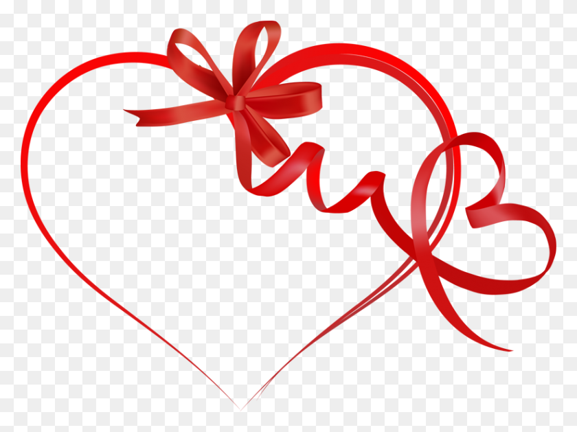822x600 Ribbons And A Heart Clip Art Holidays Heart, Heart - Ribbon Clipart PNG