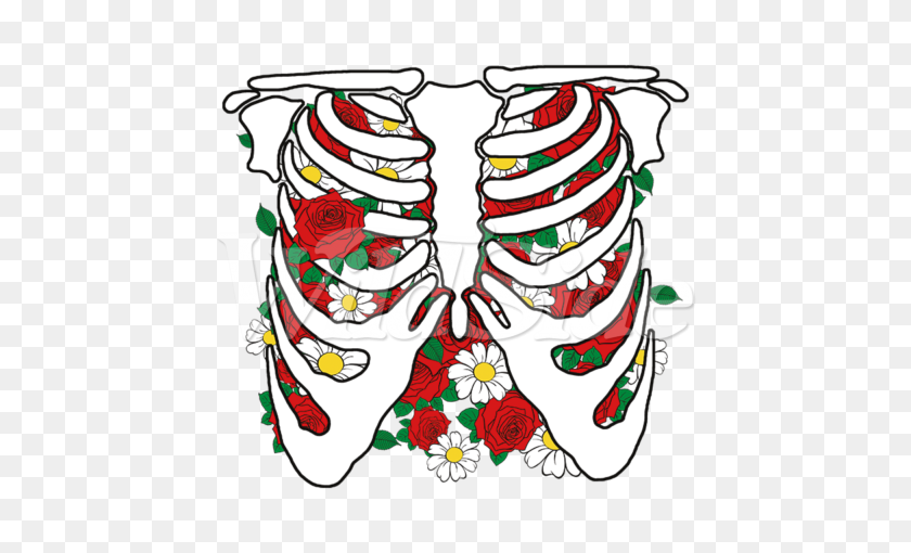 450x450 Ribcage With Flowers The Wild Side - Rib Cage Clipart