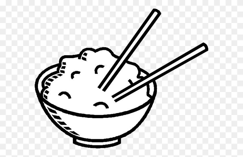 600x486 Rice Bowl Black And White Clip Art - Rice Clipart Black And White